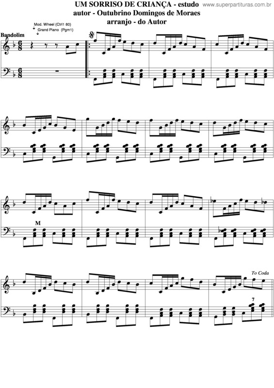 Partitura da música Um Sorriso De Criança v.3