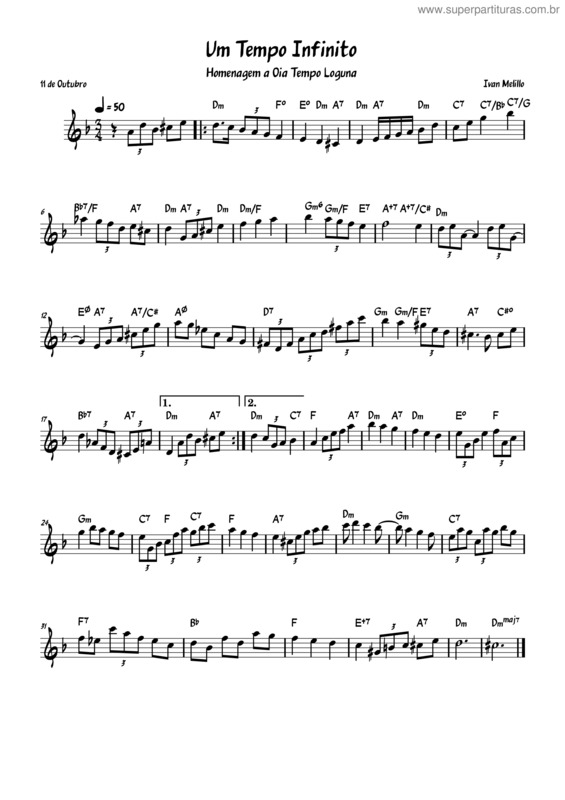 Partitura da música Um Tempo Infinito