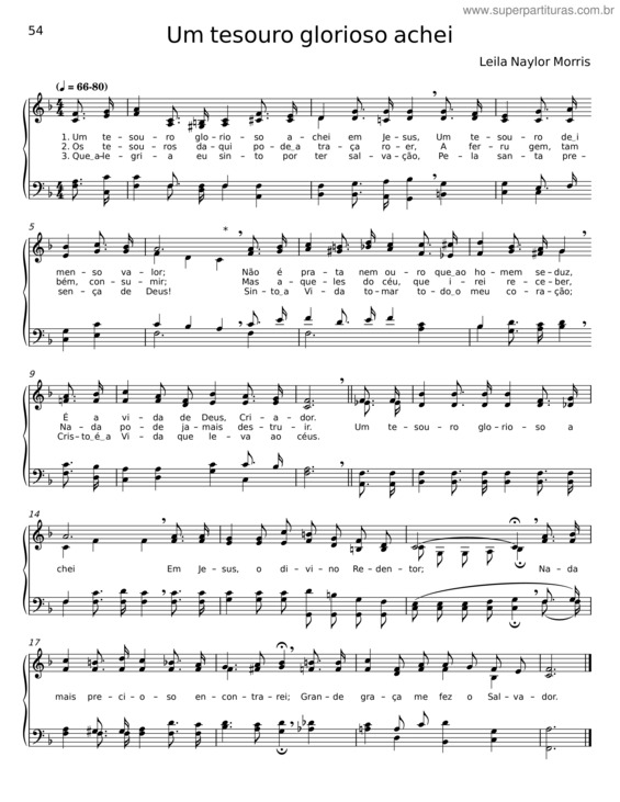 Partitura da música Um Tesouro Glorioso Achei – Leila Naylor Morris