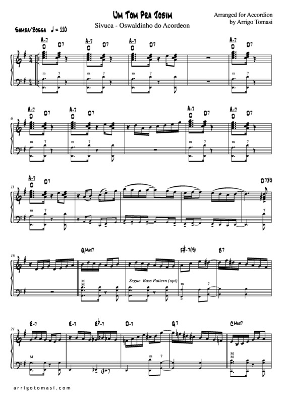 Partitura da música Um Tom Pra Jobim