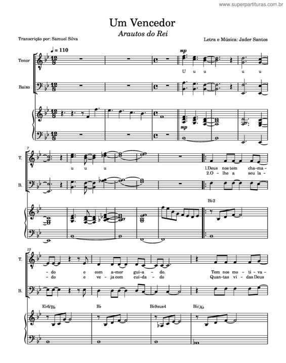 Partitura da música Um Vencedor – Arautos Do Rei