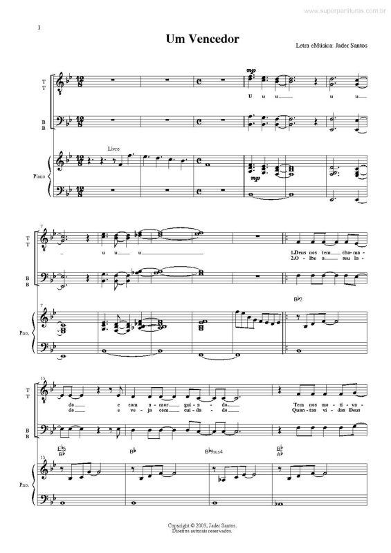 Partitura da música Um Vencedor