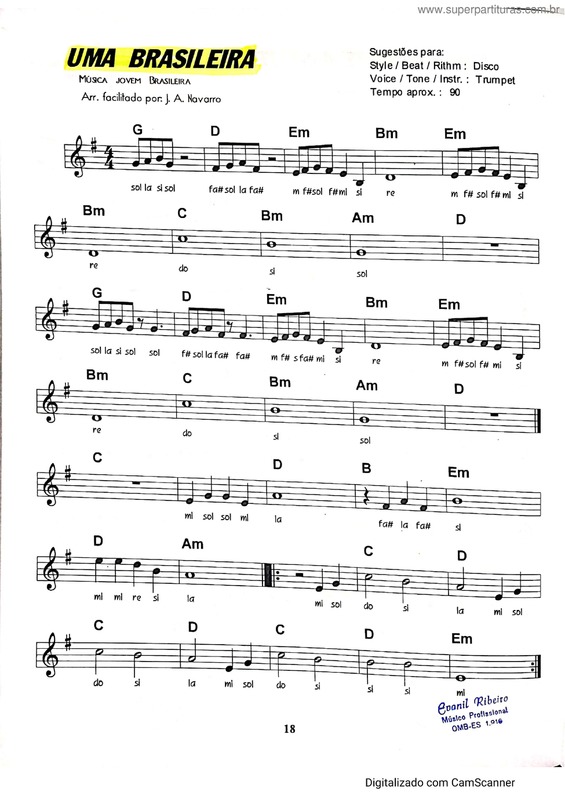 Partitura da música Uma Brasileira v.2