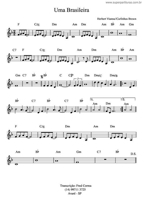 Partitura da música Uma Brasileira