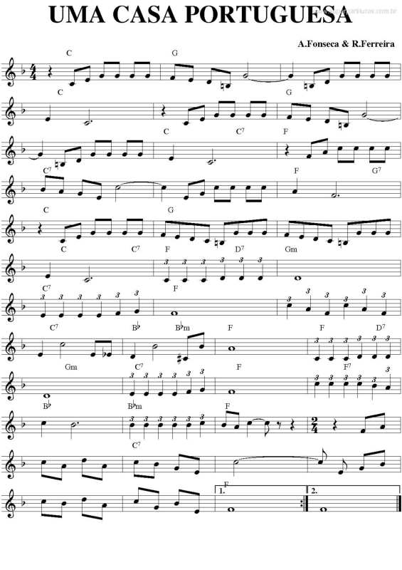 Partitura da música Uma Casa Portuguesa