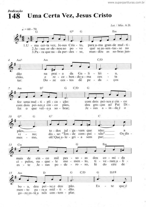 Partitura da música Uma Certa Vez, Jesus Cristo