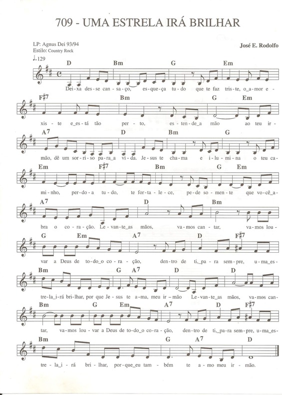 Partitura da música Uma Estrela Irá Brilhar