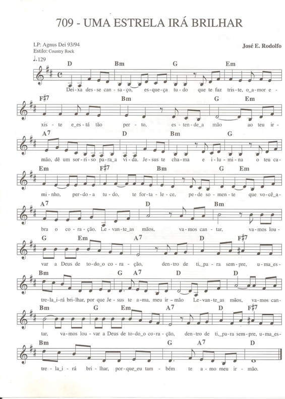 Partitura da música Uma Estrela Irá Brilhar