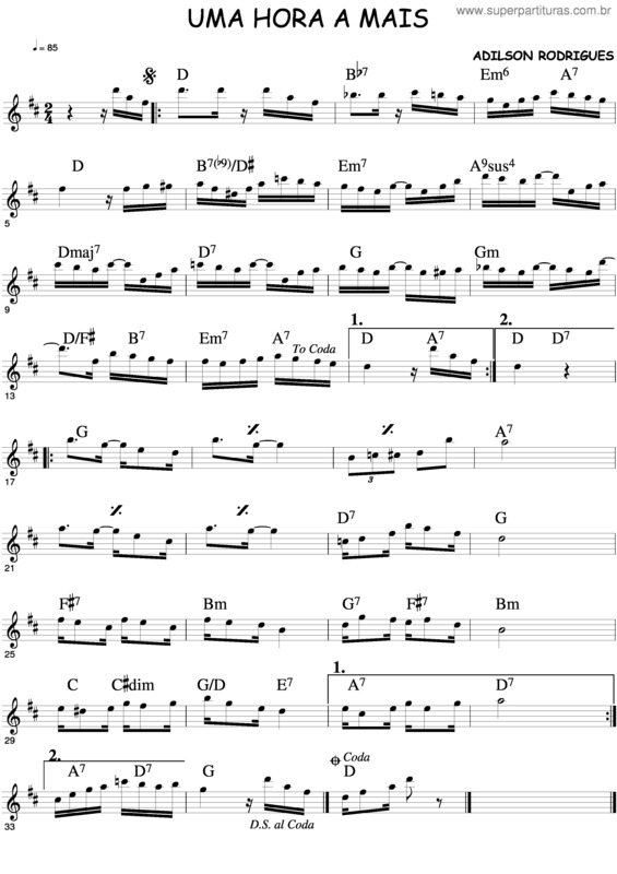 Partitura da música Uma Hora A Mais