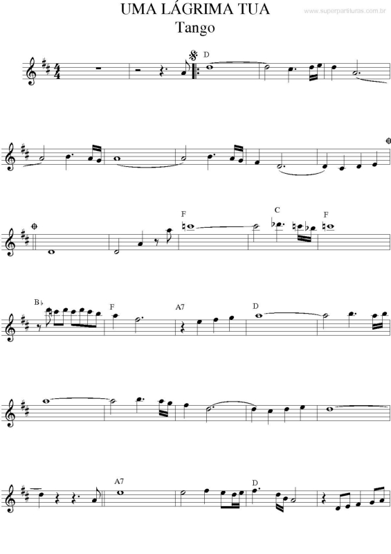 Partitura da música Uma Lágrima Tua