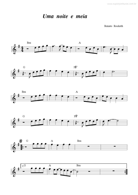 Partitura da música Uma Noite E Meia