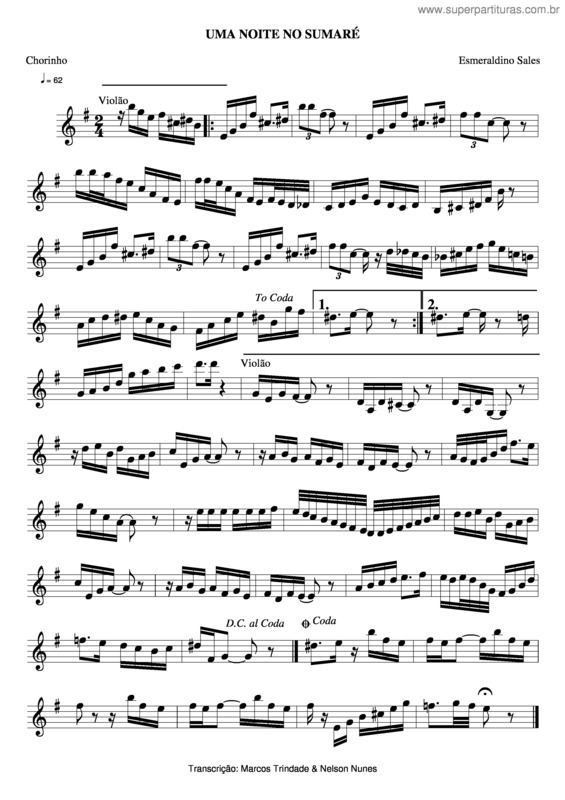 Partitura da música Uma Noite No Sumaré