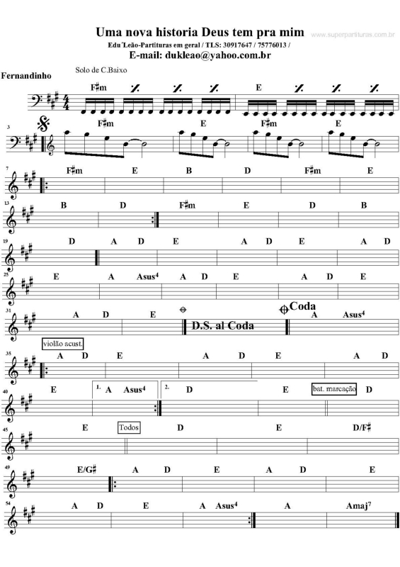 Partitura da música Uma Nova História Deus Tem pra Mim