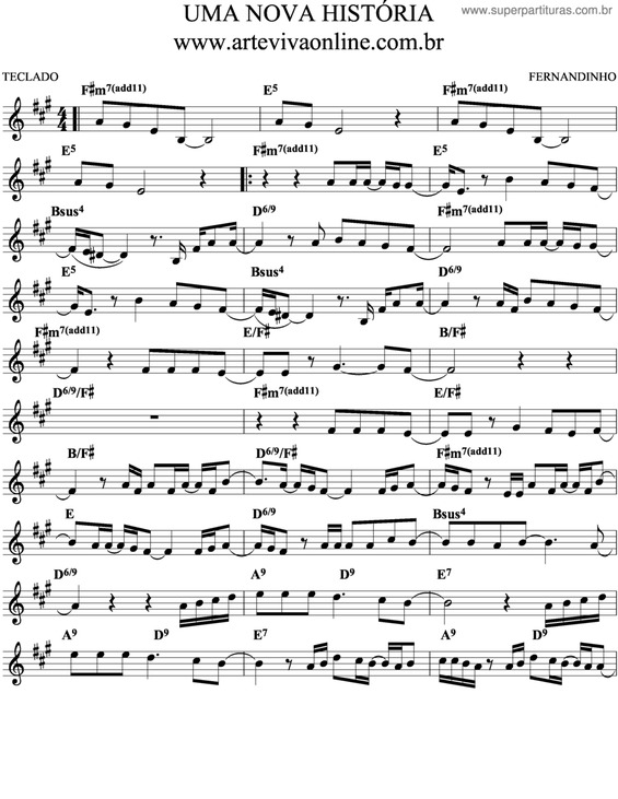 Partitura da música Uma Nova História v.3