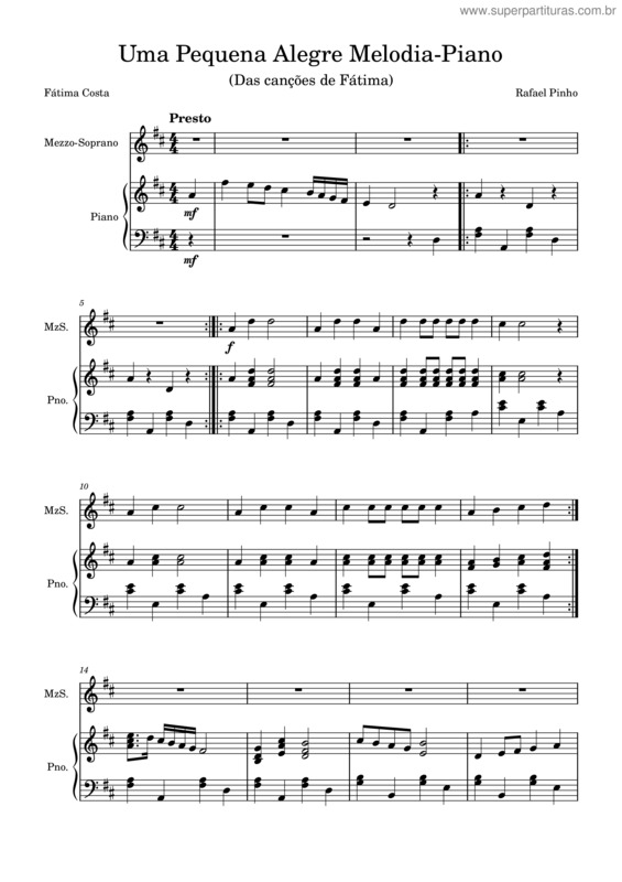 Partitura da música Uma Pequena Alegre Melodia–Piano