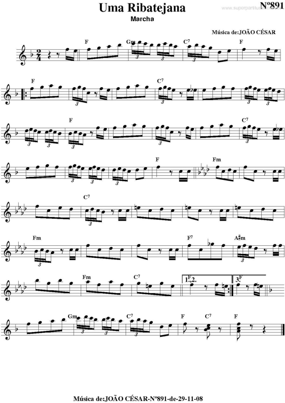 Partitura da música Uma Ribatejana