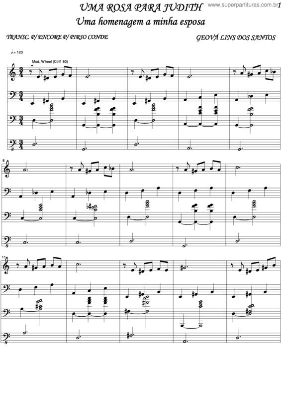 Partitura da música Uma Rosa Para Judith v.3