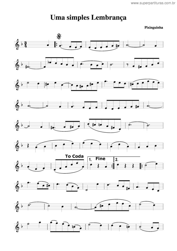 Partitura da música Uma Simples Lembrança