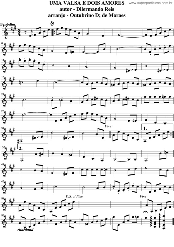 Partitura da música Uma Valsa E Dois Amores v.2