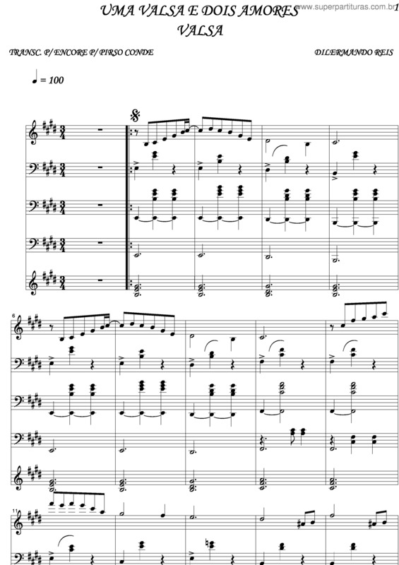 Partitura da música Uma Valsa E Dois Amores v.3