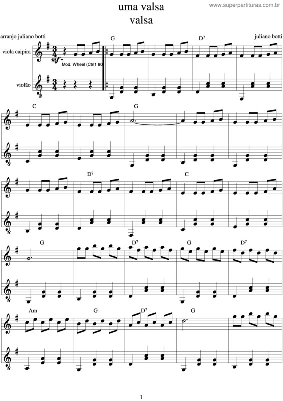 Partitura da música Uma Valsa