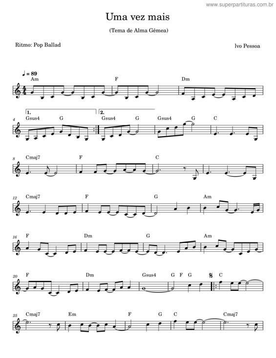 Partitura da música Uma Vez Mais v.6