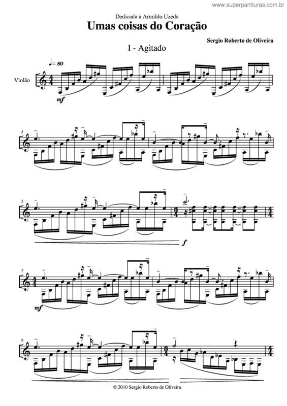 Partitura da música Umas coisas do Coração