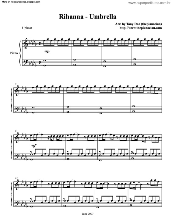 Partitura da música Umbrella v.3