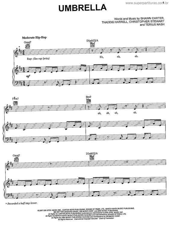 Partitura da música Umbrella v.4