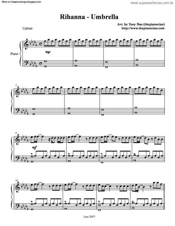 Partitura da música Umbrella v.6