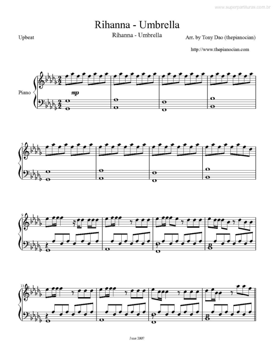 Partitura da música Umbrella