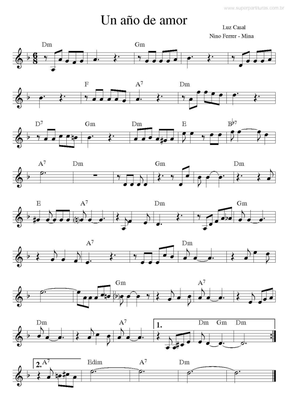 Partitura da música Un Año de Amor