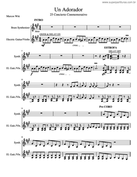 Partitura da música Un Adorador