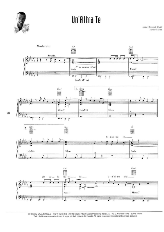 Partitura da música Un`Altra Te v.2