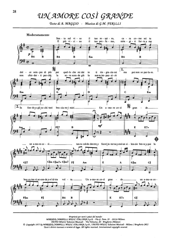 Partitura da música Un Amore Così Grande v.5