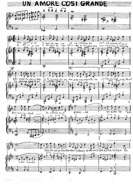 Partitura da música Un Amore Cosi Grande