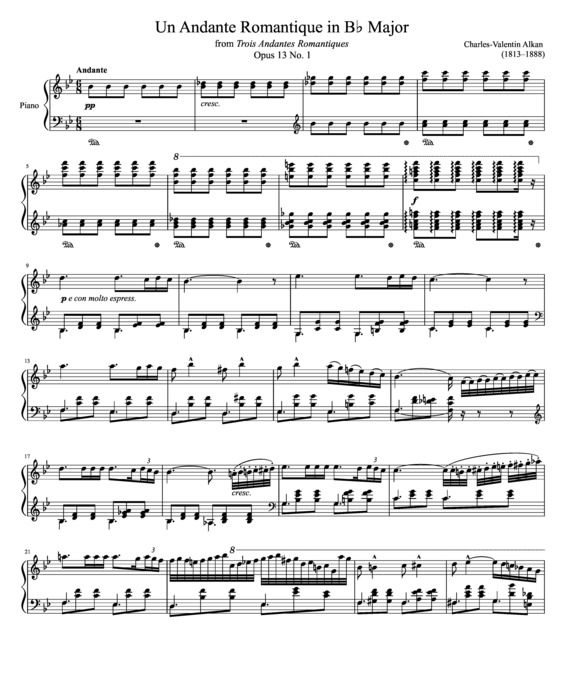 Partitura da música Un Andante Romantique Opus 13 No. 1 In B Major
