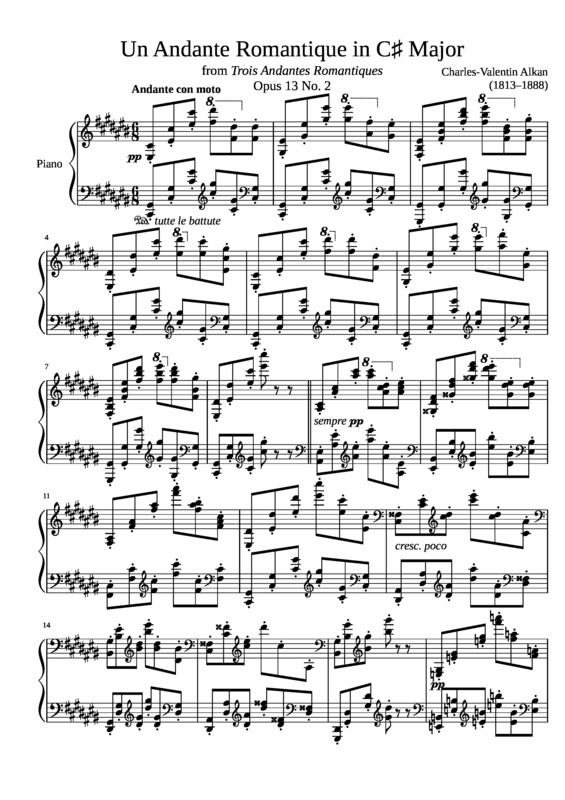 Partitura da música Un Andante Romantique Opus 13 No. 2 In C Major