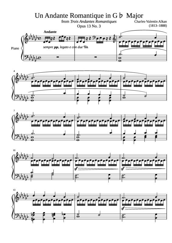 Partitura da música Un Andante Romantique Opus 13 No. 3 In G Major