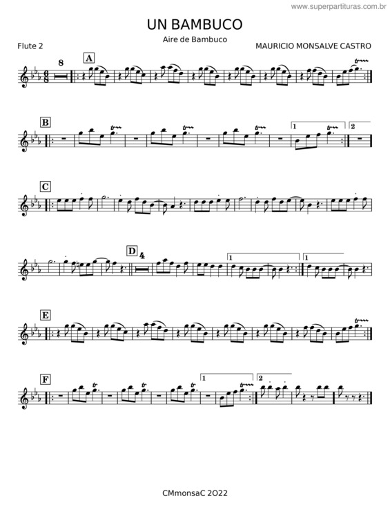 Partitura da música Un Bambuco – Mauricio Monsalve Castro