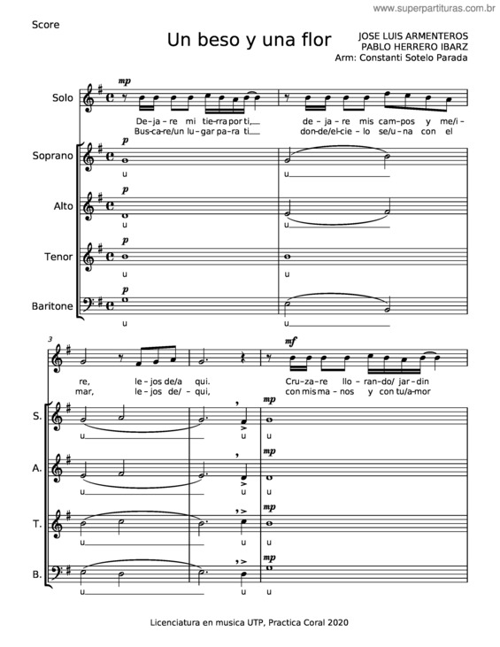Partitura da música Un Beso Y Una Flor – Jose Luis Armenteros;Pablo Herrero Ibarz