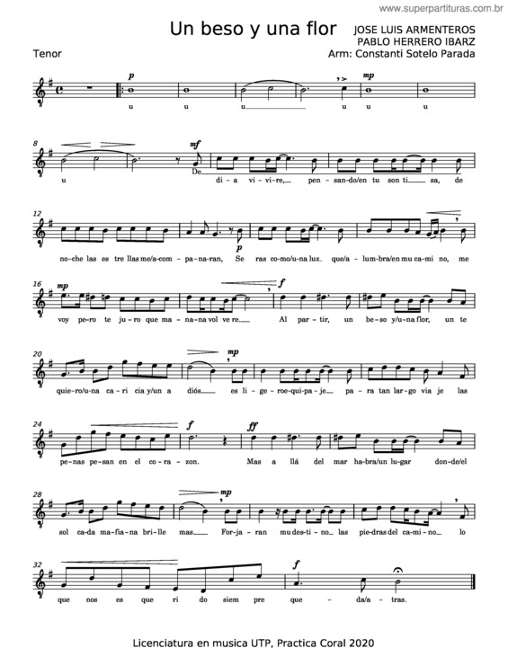 Partitura da música Un Beso Y Una Flor – Jose Luis Armenteros