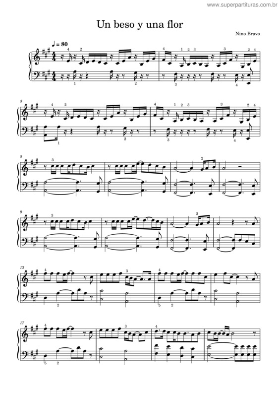 Partitura da música Un Beso Y Una Flor – Nino Bravo v.2