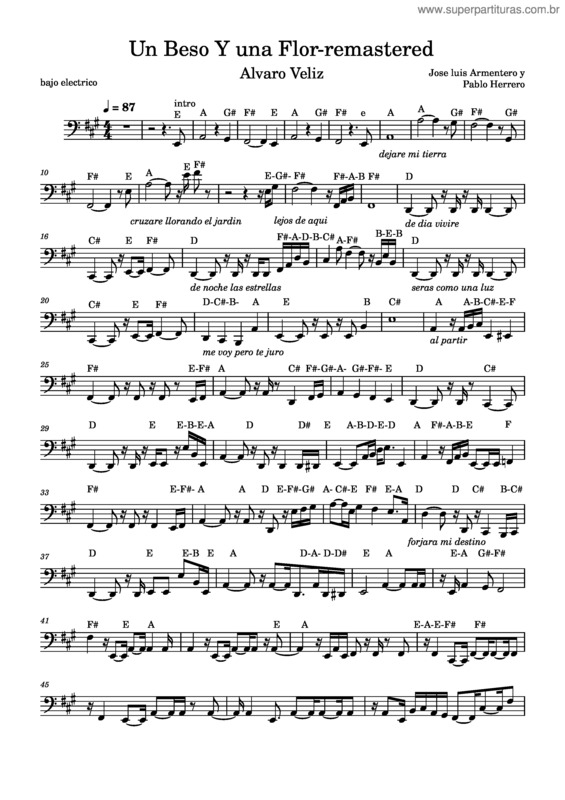 Partitura da música Un Beso Y Una Flor Remastered Un Beso Y Una Flor Remastered