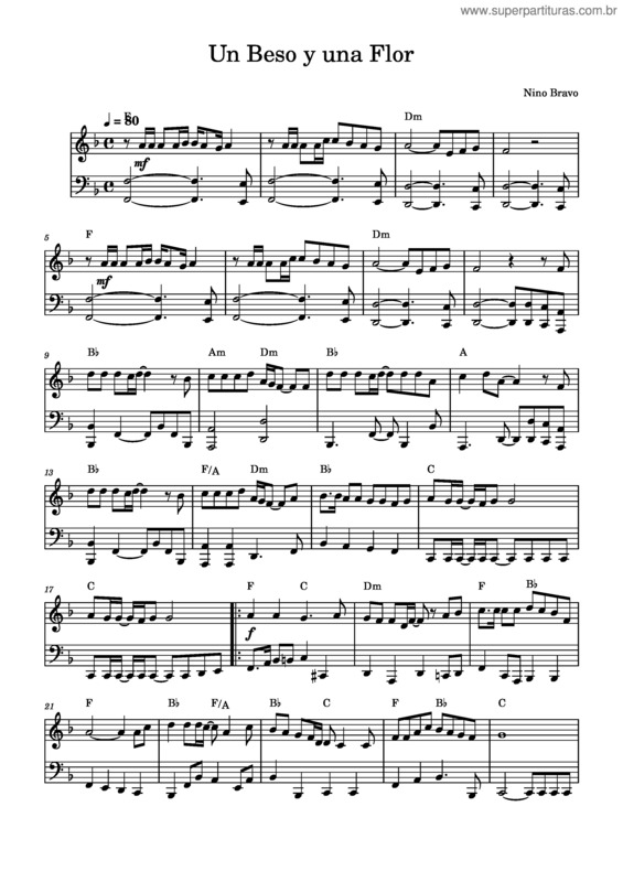 Partitura da música Un Beso Y Una Flor v.3