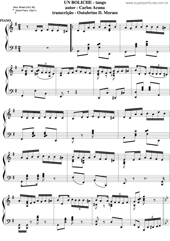 Partitura da música Un Boliche