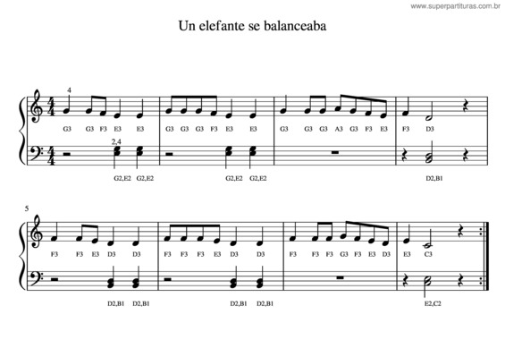 Partitura da música Un Elefante Se Balanceaba v.2