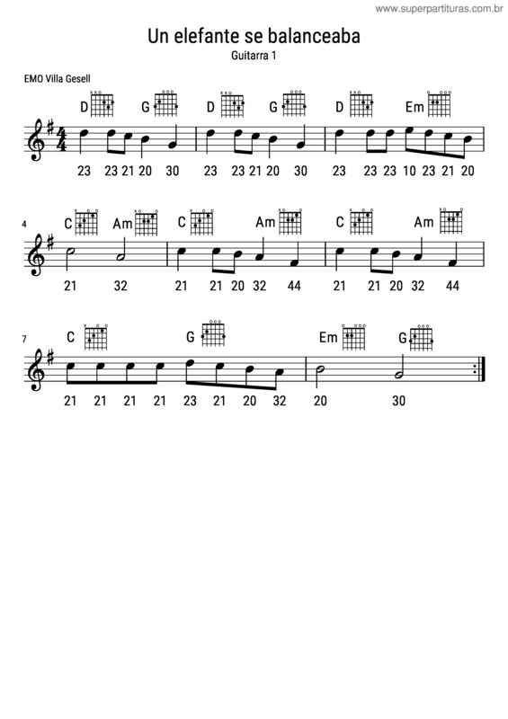 Partitura da música Un Elefante Se Balanceaba v.4