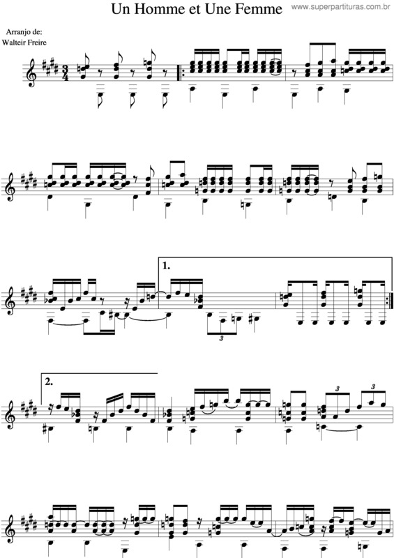 Partitura da música Un Homme Et Une Femme