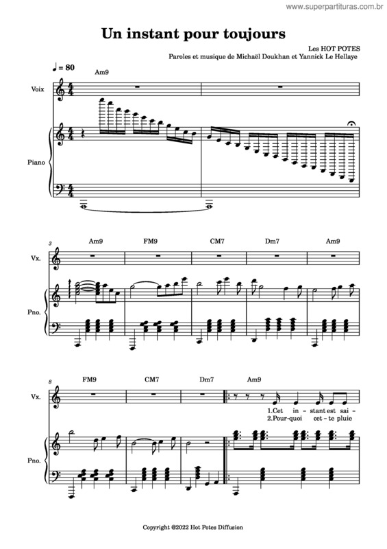 Partitura da música Un Instant Pour Toujours – Partition/Scores